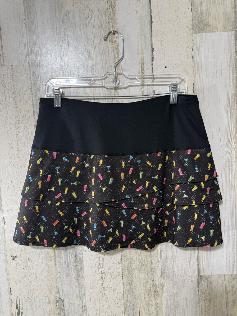 Lucky in Love Tennis Black Tiered Mini Skirt Colorful Cocktail Pickleball
